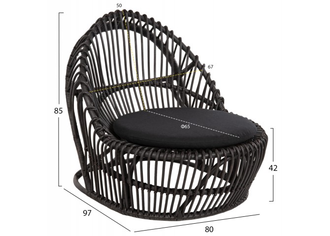 ΠΟΛΥΘΡΟΝΑ ENTROPY HM9840.03 ΦΥΣΙΚΟ RATTAN ΜΕ ΜΑΞΙΛΑΡΙ-ΜΑΥΡΟ 80x97x85Υεκ.