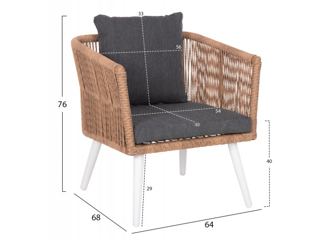 ΣΑΛΟΝΙ ΕΞ.ΧΩΡΟΥ 4ΤΜΧ FREJA HM6057.01 ΑΛΟΥΜ. ΛΕΥΚΟ-PE RATTAN ΜΠΕΖ-ΑΝΘΡΑΚΙ ΜΑΞΙΛΑΡΙΑ