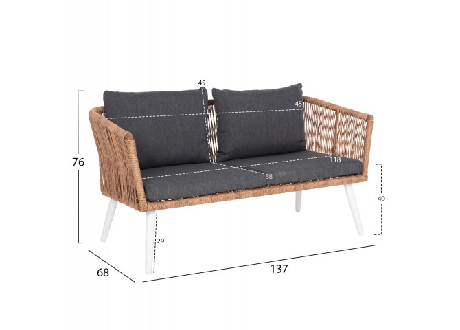 ΣΑΛΟΝΙ ΕΞ.ΧΩΡΟΥ 4ΤΜΧ FREJA HM6057.01 ΑΛΟΥΜ. ΛΕΥΚΟ-PE RATTAN ΜΠΕΖ-ΑΝΘΡΑΚΙ ΜΑΞΙΛΑΡΙΑ
