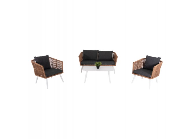 ΣΑΛΟΝΙ ΕΞ.ΧΩΡΟΥ 4ΤΜΧ FREJA HM6057.01 ΑΛΟΥΜ. ΛΕΥΚΟ-PE RATTAN ΜΠΕΖ-ΑΝΘΡΑΚΙ ΜΑΞΙΛΑΡΙΑ