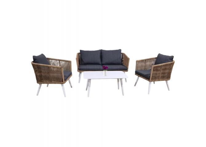 ΣΑΛΟΝΙ ΕΞ.ΧΩΡΟΥ 4ΤΜΧ FREJA HM6057.01 ΑΛΟΥΜ. ΛΕΥΚΟ-PE RATTAN ΜΠΕΖ-ΑΝΘΡΑΚΙ ΜΑΞΙΛΑΡΙΑ