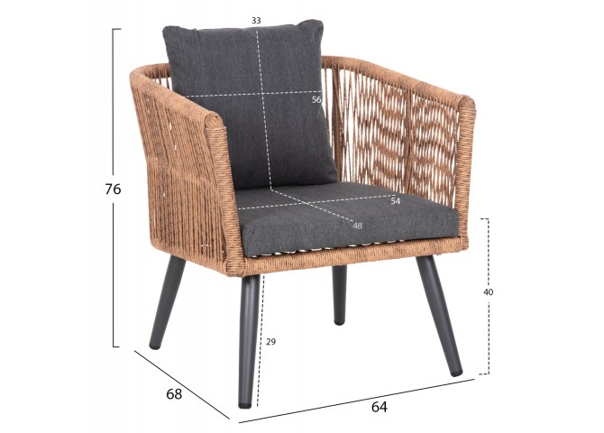 ΣΑΛΟΝΙ ΕΞ.ΧΩΡΟΥ 4ΤΜΧ FREJA HM6057.03 ΑΛΟΥΜ.ΑΝΘΡΑΚΙ-PE RATTAN ΜΠΕΖ-ΑΝΘΡΑΚΙ ΜΑΞΙΛΑΡΙΑ