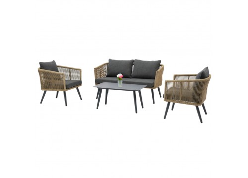ΣΑΛΟΝΙ ΕΞ.ΧΩΡΟΥ 4ΤΜΧ FREJA HM6057.03 ΑΛΟΥΜ.ΑΝΘΡΑΚΙ-PE RATTAN ΜΠΕΖ-ΑΝΘΡΑΚΙ ΜΑΞΙΛΑΡΙΑ