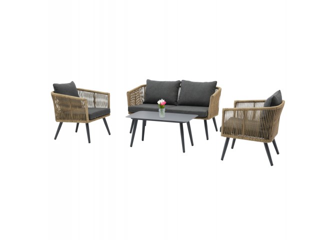 ΣΑΛΟΝΙ ΕΞ.ΧΩΡΟΥ 4ΤΜΧ FREJA HM6057.03 ΑΛΟΥΜ.ΑΝΘΡΑΚΙ-PE RATTAN ΜΠΕΖ-ΑΝΘΡΑΚΙ ΜΑΞΙΛΑΡΙΑ