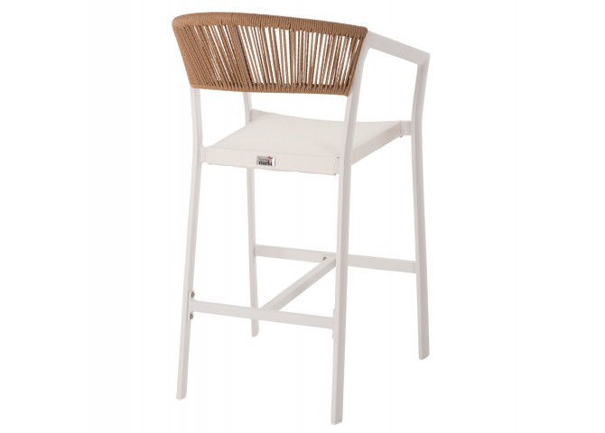 ΣΚΑΜΠΟ ΑΛΟΥΜΙΝΙΟΥ ΛΕΥΚΟ HM5892.32 ΜΕΣ. ΥΨΟΥΣ-ΜE RATTAN & TΕΧΤLINE 57x57x99,5Yεκ.