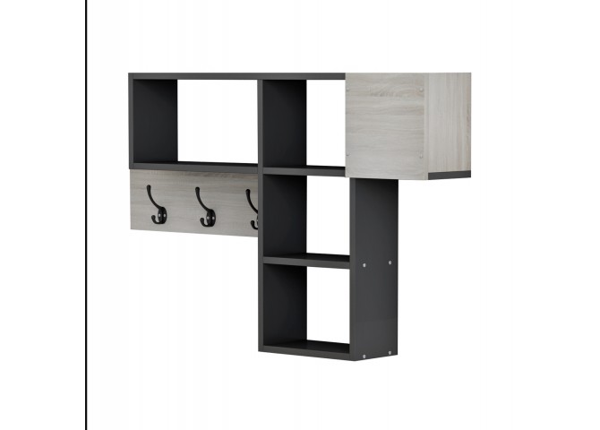 ΚΡΕΜΑΣΤΡΑ ΕΙΣΟΔΟΥ ΜΕ ΡΑΦΙΑ HARLAN HM8973.11 ΜΕΛΑΜΙΝΗ ΣΕ SONAMA-ΓΚΡΙ 99,5x15x61Υεκ.