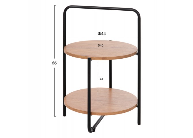 ΒΟΗΘΗΤΙΚΟ ΤΡΑΠΕΖΙ SYLO HM9618.01 MDF ΣΕ ΦΥΣΙΚΟ-ΜΑΥΡΟ ΜΕΤΑΛΛΟ Φ44x66Υεκ.