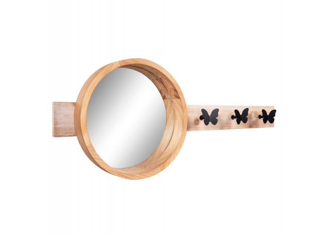 ΚΑΘΡΕΠΤΗΣ ΤΟΙΧΟΥ ΣΤΡΟΓΓΥΛΟΣ SCUTTLE HM4222 FIR WOOD&MDF-BLACK METAL 80x6,5x30,5Υεκ.