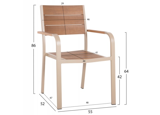 ΠΟΛΥΘΡΟΝΑ ΑΛΟΥΜΙΝΙΟΥ SAGA HM5127.04 ΣΑΜΠΑΝΙ ΜΕ POLYWOOD 55x52x86Yεκ.