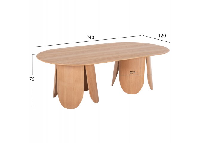 ΤΡΑΠΕΖΙ ΟΒΑΛ DENTY HM9611.01 MDF ΜΕ ΚΑΠΛΑΜΑ ΔΡΥΟΣ-ΦΥΣΙΚΟ ΟΑΚ 240x120x75Υεκ.