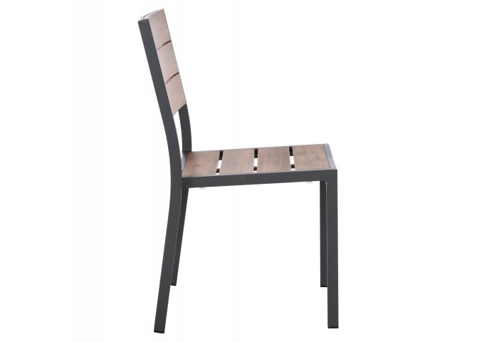 ΚΑΡΕΚΛΑ ΑΛΟΥΜΙΝΙΟΥ SAGA HM6063.02 ΣΚΟΥΡΟ ΓΚΡΙ ΜΕ POLYWOOD 46x52x86Υεκ.
