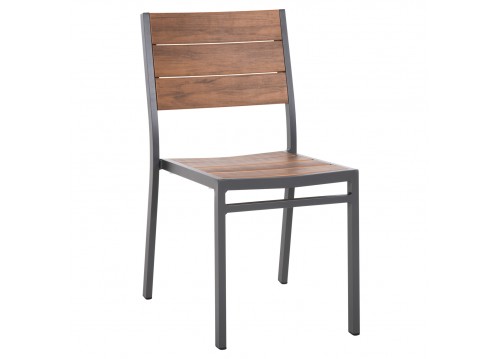 ΚΑΡΕΚΛΑ ΑΛΟΥΜΙΝΙΟΥ SAGA HM6063.02 ΣΚΟΥΡΟ ΓΚΡΙ ΜΕ POLYWOOD 46x52x86Υεκ.
