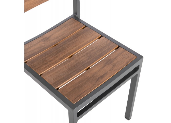 ΚΑΡΕΚΛΑ ΑΛΟΥΜΙΝΙΟΥ SAGA HM6063.02 ΣΚΟΥΡΟ ΓΚΡΙ ΜΕ POLYWOOD 46x52x86Υεκ.