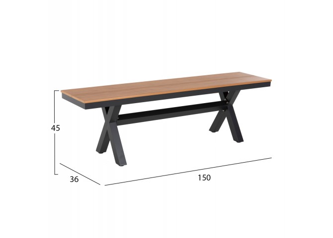 ΠΑΓΚΑΚΙ ΑΛΟΥΜΙΝΙΟΥ TAWNEE HM6038.01 ΑΝΘΡΑΚΙ ΜΕ POLYWOOD ΚΑΘΙΣΜΑ ΣΕ ΦΥΣΙΚΟ ΧΡΩΜΑ 150x36x45Υεκ.
