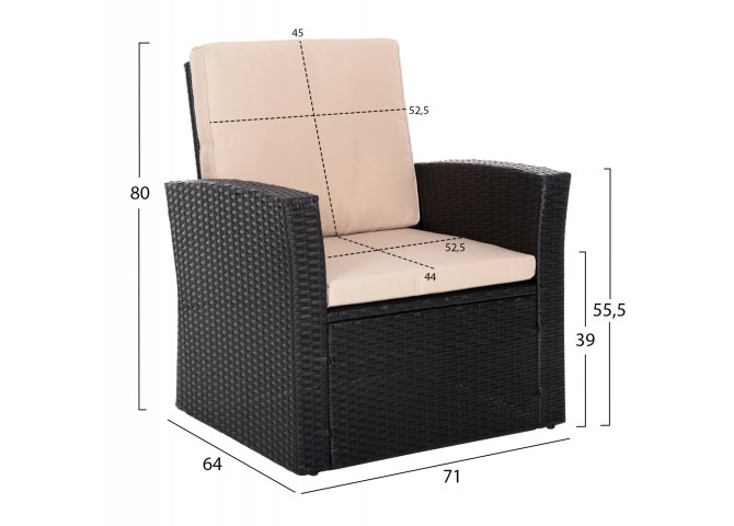 ΣΑΛΟΝΙ ΕΞ.ΧΩΡΟΥ 4ΤΜΧ THORE HM5978 ΣΥΝΘ. RATTAN ΑΝΘΡΑΚΙ-ΜΠΕΖ ΜΑΞΙΛΑΡΙΑ
