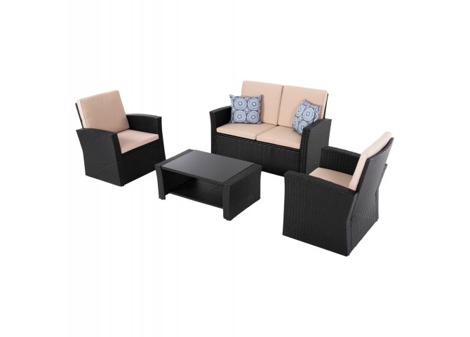 ΣΑΛΟΝΙ ΕΞ.ΧΩΡΟΥ 4ΤΜΧ THORE HM5978 ΣΥΝΘ. RATTAN ΑΝΘΡΑΚΙ-ΜΠΕΖ ΜΑΞΙΛΑΡΙΑ