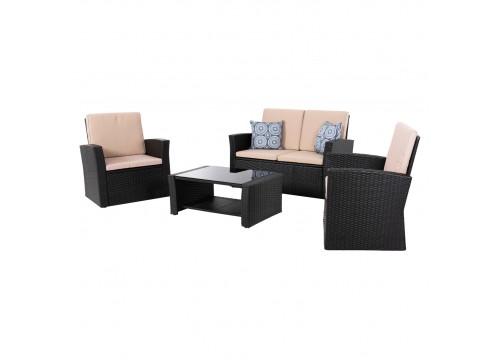ΣΑΛΟΝΙ ΕΞ.ΧΩΡΟΥ 4ΤΜΧ THORE HM5978 ΣΥΝΘ. RATTAN ΑΝΘΡΑΚΙ-ΜΠΕΖ ΜΑΞΙΛΑΡΙΑ