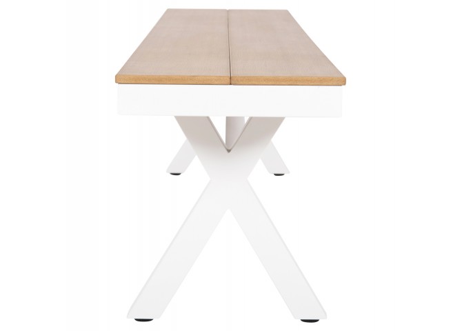 ΠΑΓΚΑΚΙ ΑΛΟΥΜΙΝΙΟΥ TAWNEE HM6040.02 ΛΕΥΚΟ-POLYWOOD ΚΑΘΙΣΜΑ ΦΥΣΙΚΟ 220x36x44,5Υεκ.