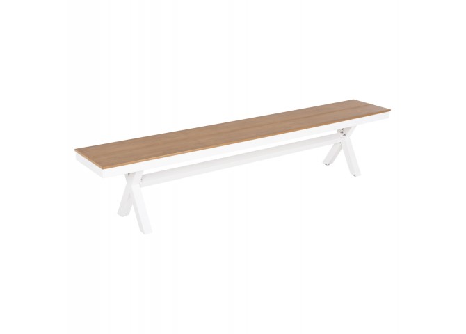 ΠΑΓΚΑΚΙ ΑΛΟΥΜΙΝΙΟΥ TAWNEE HM6040.02 ΛΕΥΚΟ-POLYWOOD ΚΑΘΙΣΜΑ ΦΥΣΙΚΟ 220x36x44,5Υεκ.