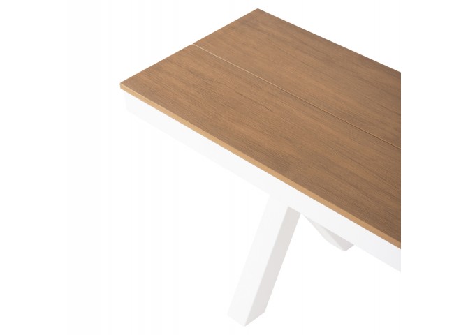 ΠΑΓΚΑΚΙ ΑΛΟΥΜΙΝΙΟΥ TAWNEE HM6040.02 ΛΕΥΚΟ-POLYWOOD ΚΑΘΙΣΜΑ ΦΥΣΙΚΟ 220x36x44,5Υεκ.