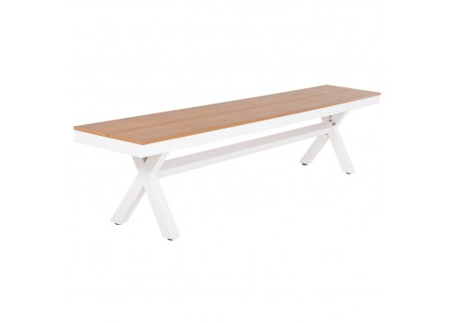 ΠΑΓΚΑΚΙ ΑΛΟΥΜΙΝΙΟΥ TAWNEE HM6040.02 ΛΕΥΚΟ-POLYWOOD ΚΑΘΙΣΜΑ ΦΥΣΙΚΟ 220x36x44,5Υεκ.