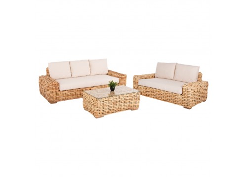 ΣΕΤ ΣΑΛΟΝΙ ΕΞ.ΧΩΡΟΥ TROPEL HM11941 3ΤΜΧ ΦΥΣΙΚΟ RATTAN-ΛΕΥΚΑ ΜΑΞΙΛΑΡΙΑ