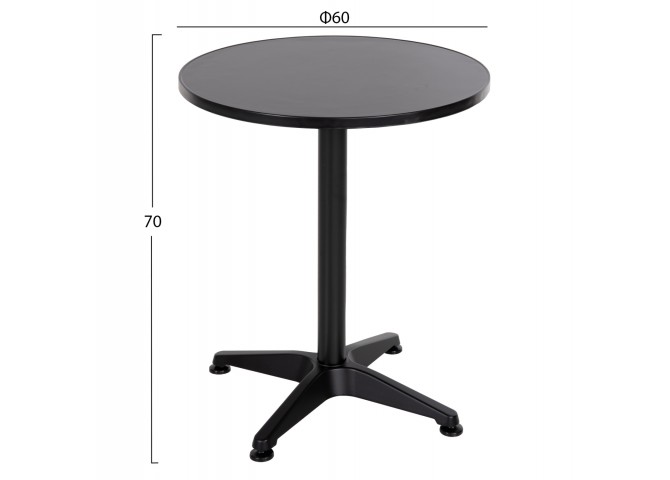 ΤΡΑΠΕΖΙ ΣΤΡΟΓΓΥΛΟ GOSS HM5974.01 ΜΕΤΑΛΛΙΚΟ ΜΑΥΡΟ Φ60x70Υεκ.