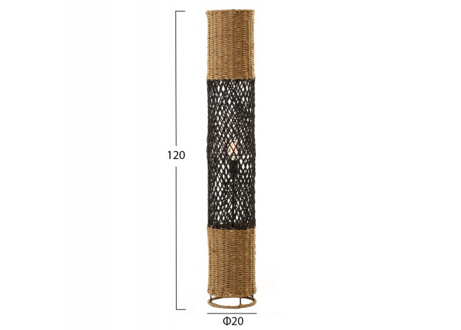 ΦΩΤΙΣΤΙΚΟ ΔΑΠΕΔΟΥ HM4342 ΜΕΤΑΛΛΟ-PAPER ROPE ΣΕ ΜΠΕΖ ΑΜΜΟΥ-ΜΑΥΡΟ Φ20X120Υεκ.
