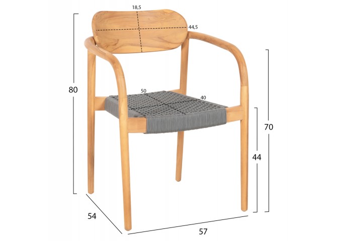 ΠΟΛΥΘΡΟΝΑ OSLO HM9636.08 ΞΥΛΟ TEAK ΦΥΣΙΚΟ & ΓΚΡΙ ΣΧΟΙΝΙ 55x54x80Yεκ.