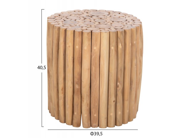 ΤΡΑΠΕΖΙ ΣΑΛΟΝΙΟΥ ΣΤΡΟΓΓΥΛΟ COOTER HM9865 ΚΛΑΔΙΑ TEAK-ΦΥΣΙΚΟ Φ39x40,5Υεκ.