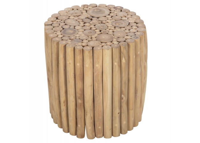 ΤΡΑΠΕΖΙ ΣΑΛΟΝΙΟΥ ΣΤΡΟΓΓΥΛΟ COOTER HM9865 ΚΛΑΔΙΑ TEAK-ΦΥΣΙΚΟ Φ39x40,5Υεκ.