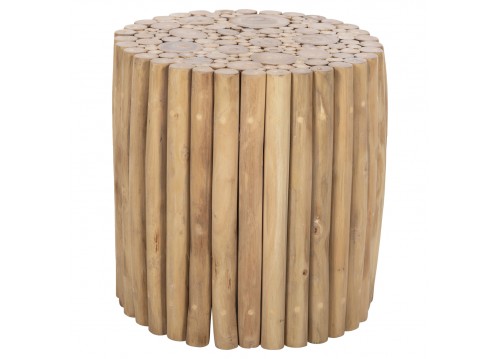 ΤΡΑΠΕΖΙ ΣΑΛΟΝΙΟΥ ΣΤΡΟΓΓΥΛΟ COOTER HM9865 ΚΛΑΔΙΑ TEAK-ΦΥΣΙΚΟ Φ39x40,5Υεκ.