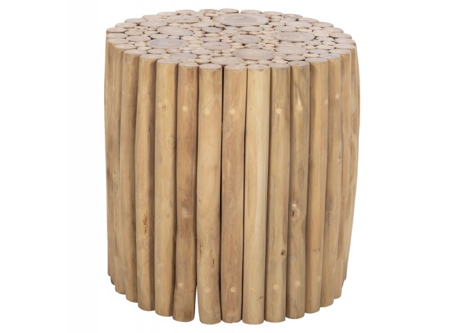 ΤΡΑΠΕΖΙ ΣΑΛΟΝΙΟΥ ΣΤΡΟΓΓΥΛΟ COOTER HM9865 ΚΛΑΔΙΑ TEAK-ΦΥΣΙΚΟ Φ39x40,5Υεκ.