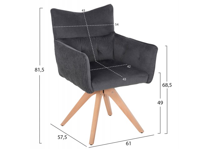 ΠΟΛΥΘΡΟΝΑΚΙ QUILL HM9843.03 ΓΚΡΙ ΥΦΑΣΜΑ-ΞΥΛΟ ΟΞΙΑΣ ΠΟΔΙΑ 61x57,5x91Υεκ.