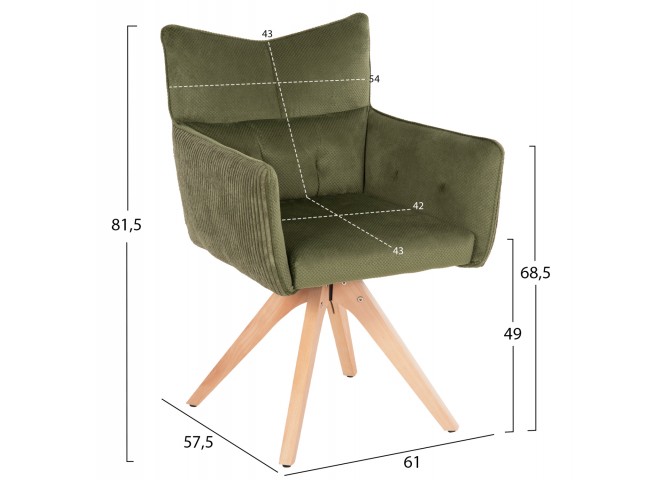 ΠΟΛΥΘΡΟΝΑΚΙ QUILL HM9843.05 ΠΡΑΣΙΝΟ ΥΦΑΣΜΑ-ΞΥΛΟ ΟΞΙΑΣ ΠΟΔΙΑ 61x57,5x91Υεκ.