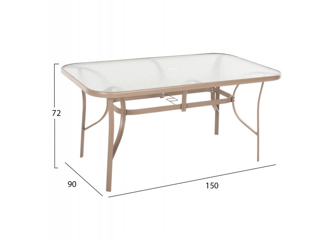 ΤΡΑΠΕΖΙ BRUNO 150X90Χ72Υεκ. ΜΕΤΑΛΛΙΚΟ ΣΑΜΠΑΝΙ ΜΕ ΤΡΥΠΑ ΟΜΠΡΕΛΑΣ Φ38mm HM5145.14