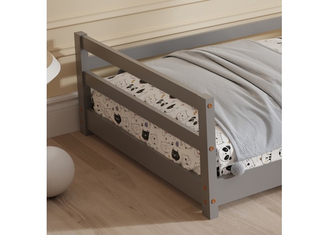 ΚΡΕΒΑΤΙ ΠΑΙΔΙΚΟ HOUSER HM676.05 τ.MONTESSORI ΞΥΛΟ ΠΕΥΚΟ ΓΚΡΙ- 190x90εκ