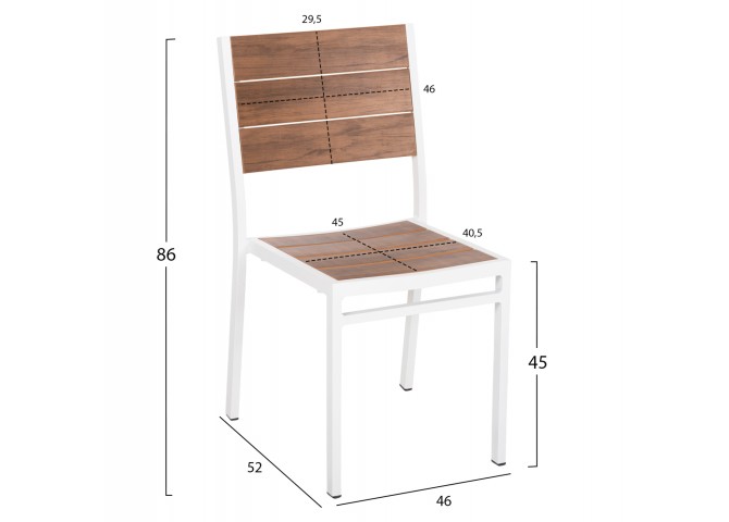 ΚΑΡΕΚΛΑ ΑΛΟΥΜΙΝΙΟΥ SAGA HM6063.01 ΛΕΥΚΗ ΜΕ POLYWOOD 46x52x86Υεκ.