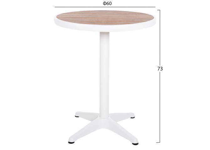 ΤΡΑΠΕΖΙ ΑΛΟΥΜΙΝΙΟΥ ΣΤΡΟΓΓΥΛΟ ALEXA HM6086.02 ΛΕΥΚΟ-POLYWOOD TOP ΦΥΣΙΚΟ Φ60x73Υεκ.