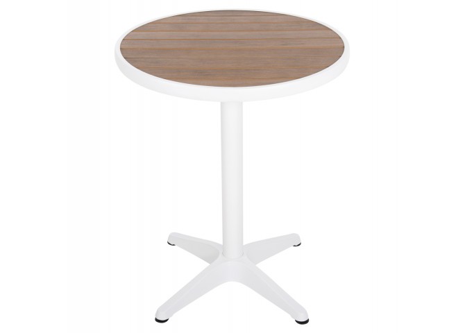 ΤΡΑΠΕΖΙ ΑΛΟΥΜΙΝΙΟΥ ΣΤΡΟΓΓΥΛΟ ALEXA HM6086.02 ΛΕΥΚΟ-POLYWOOD TOP ΦΥΣΙΚΟ Φ60x73Υεκ.