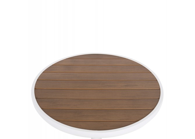 ΤΡΑΠΕΖΙ ΑΛΟΥΜΙΝΙΟΥ ΣΤΡΟΓΓΥΛΟ ALEXA HM6086.02 ΛΕΥΚΟ-POLYWOOD TOP ΦΥΣΙΚΟ Φ60x73Υεκ.