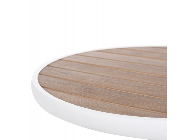ΤΡΑΠΕΖΙ ΑΛΟΥΜΙΝΙΟΥ ΣΤΡΟΓΓΥΛΟ ALEXA HM6086.02 ΛΕΥΚΟ-POLYWOOD TOP ΦΥΣΙΚΟ Φ60x73Υεκ.