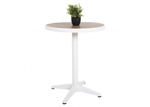 ΤΡΑΠΕΖΙ ΑΛΟΥΜΙΝΙΟΥ ΣΤΡΟΓΓΥΛΟ ALEXA HM6086.02 ΛΕΥΚΟ-POLYWOOD TOP ΦΥΣΙΚΟ Φ60x73Υεκ.