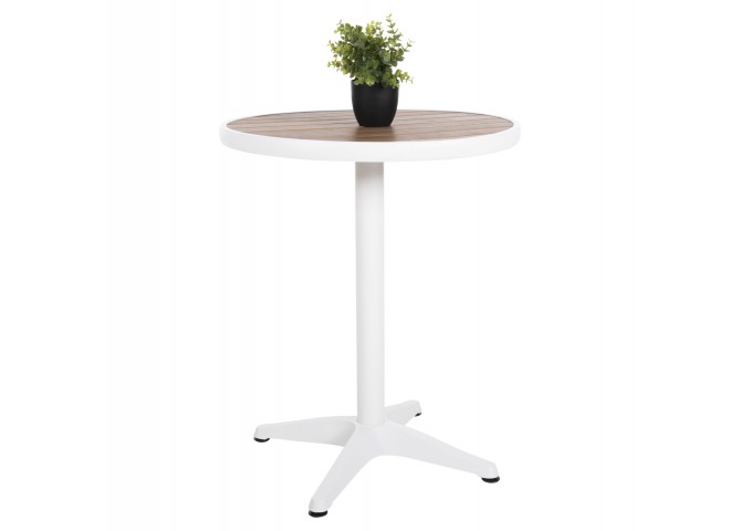 ΤΡΑΠΕΖΙ ΑΛΟΥΜΙΝΙΟΥ ΣΤΡΟΓΓΥΛΟ ALEXA HM6086.02 ΛΕΥΚΟ-POLYWOOD TOP ΦΥΣΙΚΟ Φ60x73Υεκ.