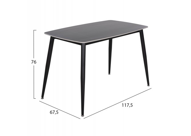 ΤΡΑΠΕΖΙ RAVEN HM9854.02 ΚΕΡΑΜΙΚΟ TOP ΜΑΥΡΟ ΜΑΡΜΑΡΟ-ΜΑΥΡΟ ΜΕΤΑΛΛΟ 117,5x67,5x76Υεκ.