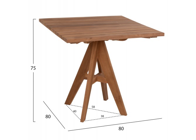 ΤΡΑΠΕΖΙ LEO HM9622.11 ΤΕΤΡΑΓΩΝΟ ΜΑΣΙΦ ΞΥΛΟ ΤΕΑΚ 80X80x75Υεκ.