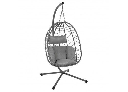 ΚΡΕΜΑΣΤΗ ΠΟΛΥΘΡΟΝΑ ΦΩΛΙΑ MILLIE HM5997.10 ΜΕΤΑΛΛΟ-ΣΥΝΘ.RATTAN ΓΚΡΙ 90x75x190Υεκ.