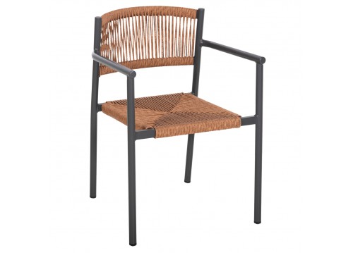 ΠΟΛΥΘΡΟΝΑ ΑΛΟΥΜΙΝΙΟΥ STER HM5786.12 ΑΝΘΡΑΚΙ-ΣΥΝΘ.RATTAN ΜΠΕΖ 55,5x53x78Υεκ.