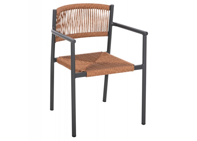 ΠΟΛΥΘΡΟΝΑ ΑΛΟΥΜΙΝΙΟΥ STER HM5786.12 ΑΝΘΡΑΚΙ-ΣΥΝΘ.RATTAN ΜΠΕΖ 55,5x53x78Υεκ.