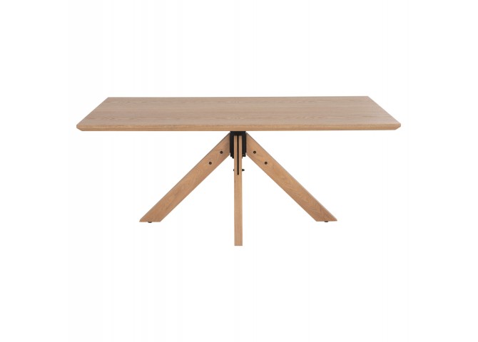 ΤΡΑΠΕΖΙ PAOLO HM9853 MDF ΜΕ ΚΑΠΛΑΜΑ ΦΡΑΞΙΝΟΥ-ΠΟΔΙΑ RUBBERWOOD-ΦΥΣΙΚΟ 180x90x75Yεκ